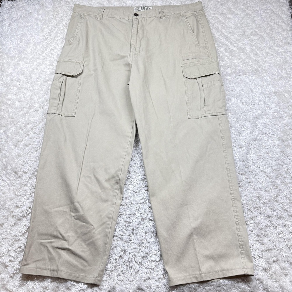 Plugg Cargo Wide Leg Pants Mens 40x32 Khaki Skater Utility Baggy Punk Y2K 90's